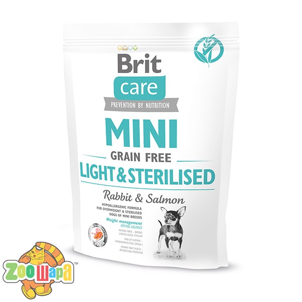 Brit Care GF Mini Light&Sterilised (400 г) сухой корм с кроликом для стерилизованных собак и собак с лишним весом миниатюрных пород (170786/1074), (1111148828)
