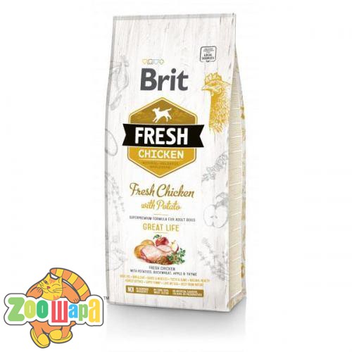 Brit Fresh Brit Fresh Chicken/Potato Adult 12 kg курица, картофель для взрослых собак (170989), (1111153741)