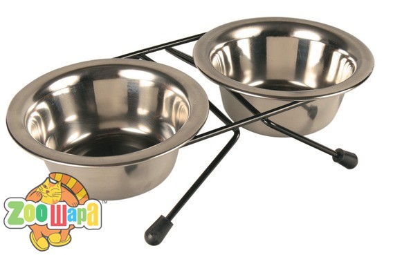 Trixie стояк для котов с 2-мя мисками 0,45л O 12 см (металл) (24831), (11904)