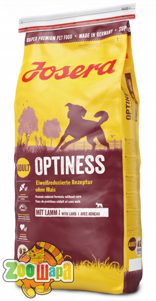 Josera Сухой корм для взрослых собак с пониженным содержанием белка Optiness Adult картофель и баранина (15 кг)