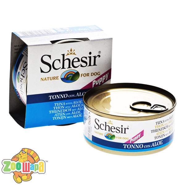 Schesir Влажный корм для щенков Tuna Aloe Puppy тунец с алоэ в желе (150 г)