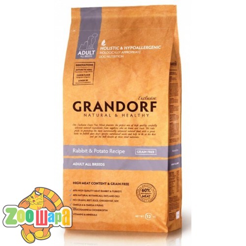 Grandorf Rabbit & Potato All Breeds - кролик для взрослых собак, 12кг