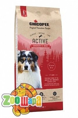 Chicopee Chicopee CNL Adult Active Chicken & Rice , 2 кг для взрослых активных собак всех пород с курицей и рисом