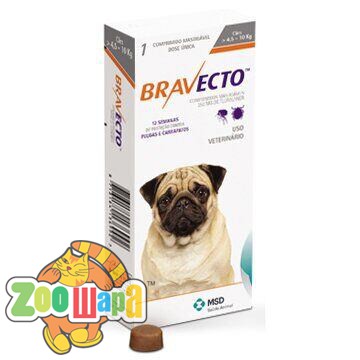 Bravecto Бравекто 4,5-10 кг 1уп.(1таблетка 250 мг) для собак (инсектоакарицид) (Cymedica1уп.(1таб.)), (1111143334)