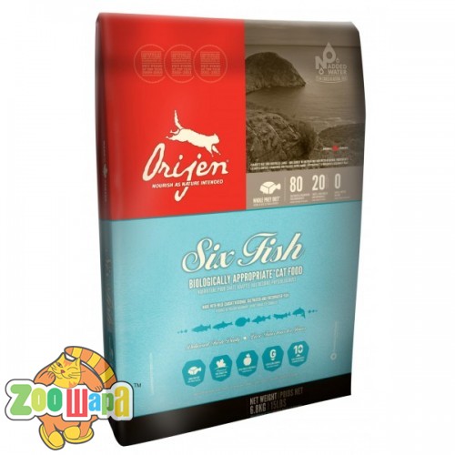 Orijen Сухой корм для кошек SIX FISH (1,8 кг) с рыбой