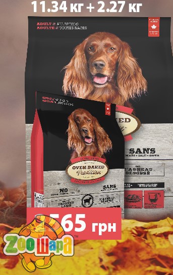 Oven-Baked Tradition повністю збалансований сухий корм для собак зі свіжого м’яса ягня 11,34кг+2,27кг