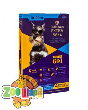 Palladium Extra Safe капли на холку от блох, клещей и гельминтов extra safe для собак весом до 10-20 кг