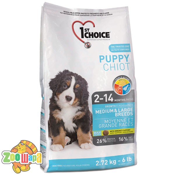 1st Choice Сухой корм для щенков средних и крупных пород Medium & Large Puppy Chicken с курицей (2,72 кг)