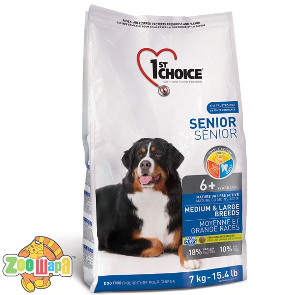 1st Choice Сухой корм для пожилых или малоактивных собак средних и крупных пород Senior (7 кг)