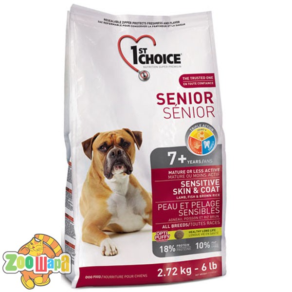1st Choice Сухой гипоаллергенный корм для пожилых собак Senior с ягненком и океанической рыбой (12 кг)