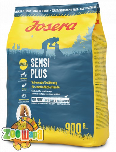 Josera Сухой корм для взрослых собак с чувствительным пищеварением SensiPlus Adult утка и рис (0,9 кг)