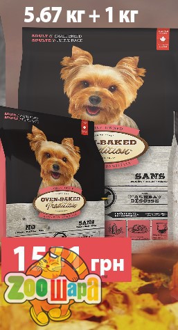 Oven-Baked Tradition повністю збалансований сухий корм для собак малих порід зі свіжого м’яса ягня 5,67кг+1кг