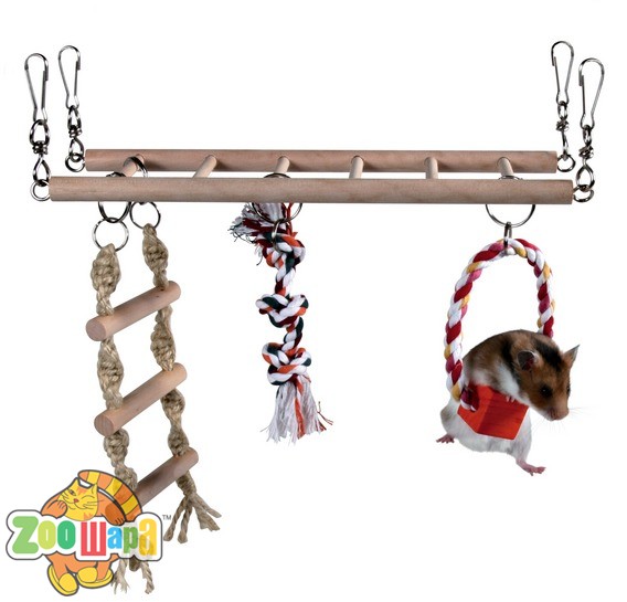 Trixie Мост дерев. подвесной с канатами для грызунов 29*25*9см (6274), (1111117663)
