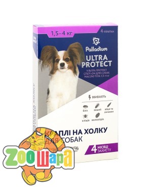 Palladium Ultra Protect капли на холку ultra protect от блох и клещей для собак весом 1,5-4 кг