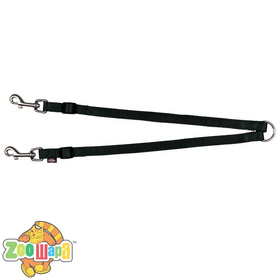 Trixie Поводок-сворка "Premium" нейлон  д/двух собак XS-M 40-70см/15мм черный