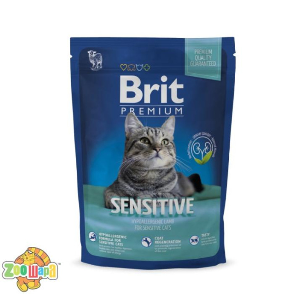 Brit Premium Cat Sensitive (300 г) сухой корм с  ягненком и рисом для взрослых кошек всех пород с чувствительным пищеварением (170367 /3185), (1111143475)