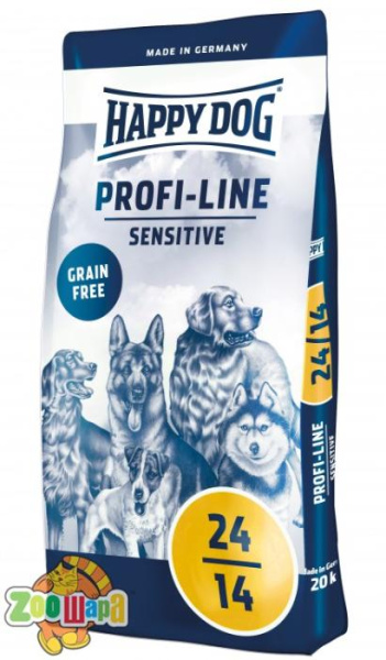 Happy Dog Сухий беззерновий корм  Prof-Line Sensitive 24/14 для собак з чутливим травленням, 20 кг,2247