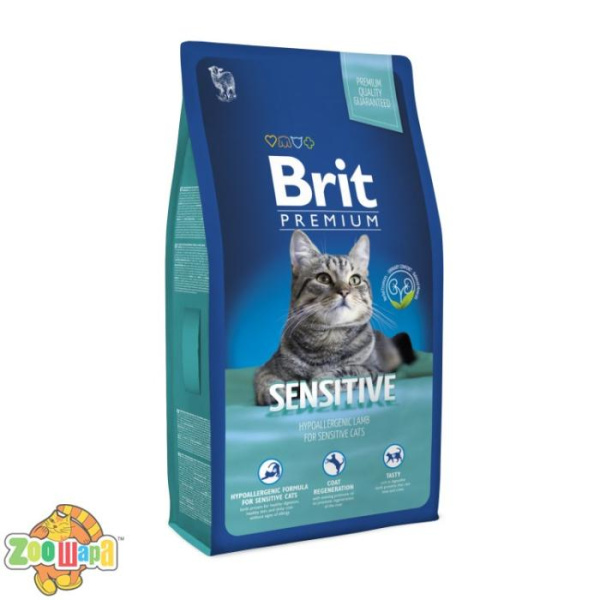 Brit Premium Cat Sensitive (1,5 kг) сухой корм с  ягненком и рисом для взрослых кошек всех пород с чувствительным пищеварением (170369 /3208), (1111143477)
