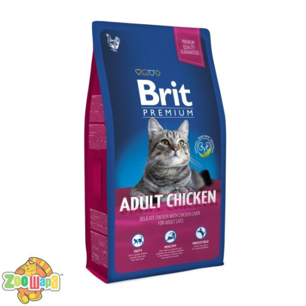Brit Premium Cat Adult Chicken (8 кг) сухой корм с курицей для взрослых кошек всех пород (170358/3093), (1111143814)