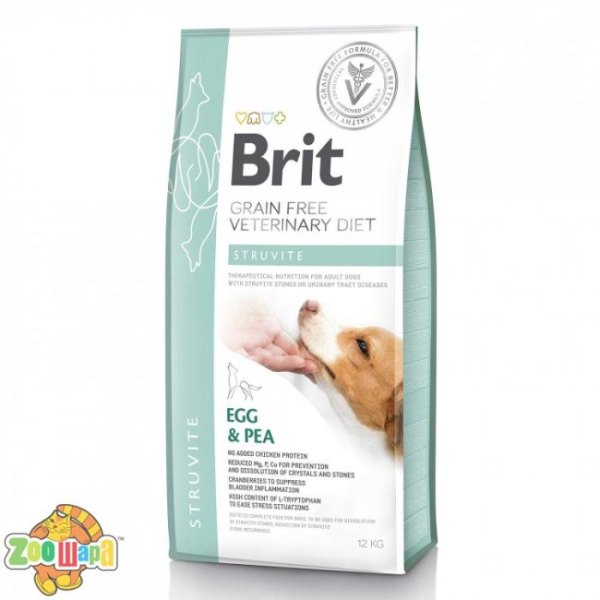 Brit GF VeterinaryDiets Dog Struvite 12 kg при мочекаменной болезни с яйцом, индейкой, горохом и гречкой (170950/528219), (1111151941)