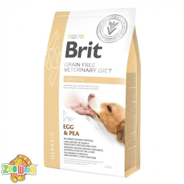 Brit GF VeterinaryDiets Dog Hepatic 2 kg при болезни печени  с яйцом, горохом, бататом и гречкой (170947/8165), (1111151948)