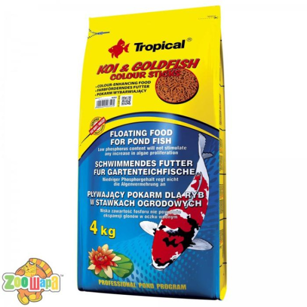 Tropical Корм для риб Коі у вигляді паличок, Koi&Gold Color Sticks, 4 кг , 40352 (40352), (1111143005)