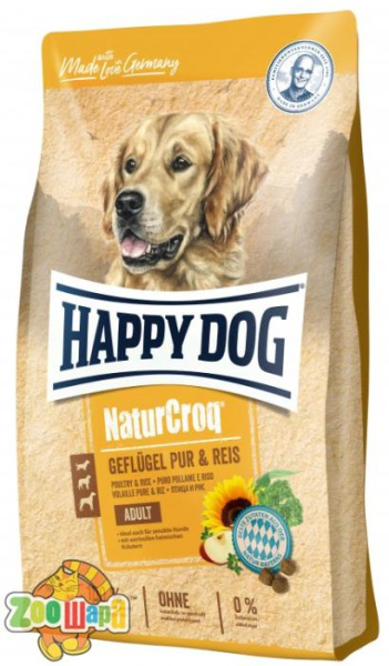 Happy Dog Сухий корм  Naturcroq Geflugell Pur&Reis  для дорослих собак  всіх порід з птицею та рисом, 15 кг,  60510