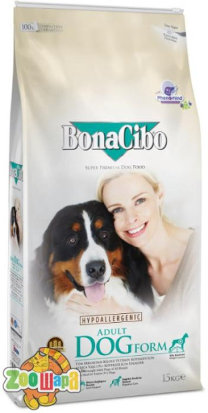 BonaCibo Сухой корм Adult Dog Form с мясом курицы, анчоусами и рисом 15 kg (BC405826)