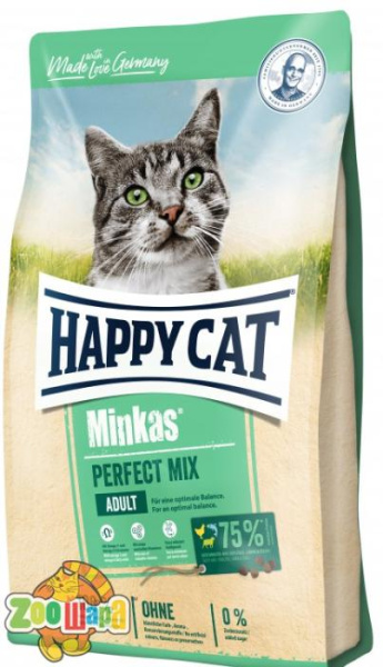 Hаppy  Cаt Сухий корм Hаppy Cаt Minkаs Perfect Mix для дорослих котів з птицею, ягням та рибою, 10 кг,70416
