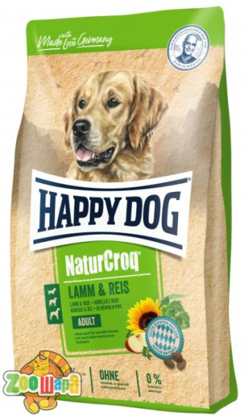 Happy Dog Сухий корм  Naturcroq Lamm & Reis  для собак з чутливим травленням з ягням та рисом, 4 кг,60528