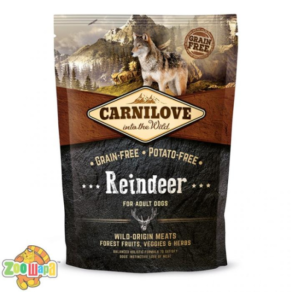 Carnilove Сухой корм для взрослых собак всех пород Adult Raindeer (1,5 кг) с мясом северного оленя (150827/8891), (1111145080)