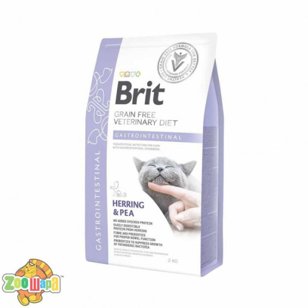 Brit GF VeterinaryDiets Бріт VD Кет Грейн Фрі Гастроінтестінал. Дієтичний беззерновий корм з оселедцем, лососем, яйцем та горохом для котів при порушенн (170963/528424), (1111152751)