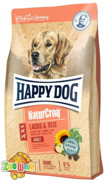 Happy Dog Сухий корм  Naturcroq Lachs & Reis для дорослих собак всіх порід з лососем та рисом, 12 кг,        60591