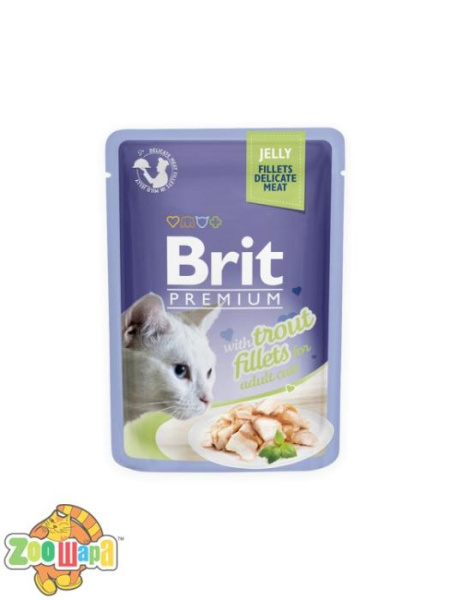 Brit Premium Влажный корм Cat pouch Филе форели в желе для кошек (85 g) (111243/494), (1111146985)