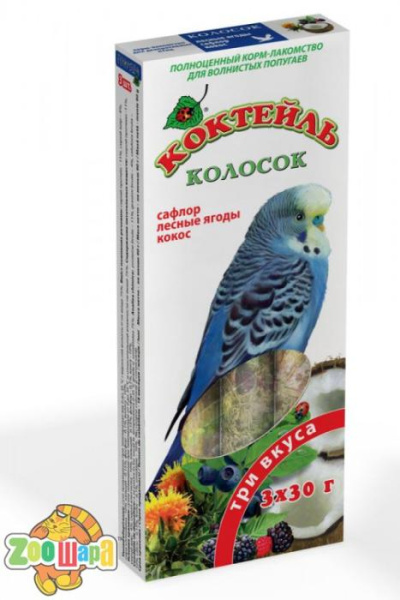 Природа Колосок Природа Коктейль для хвилястих папуг (сафлор, лісова ягода, кокос) 90г арт.PR240094 (PR240094), (1111138532)
