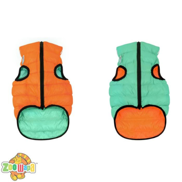 Collar Двусторонняя курточка AiryVest Lumi для собак, салатово-оранжевая,  S40 - длина спины: 38-40 см, обхват груди: 52-54 см, обхват шеи: 33-38см.  (2244), (4823089305295)