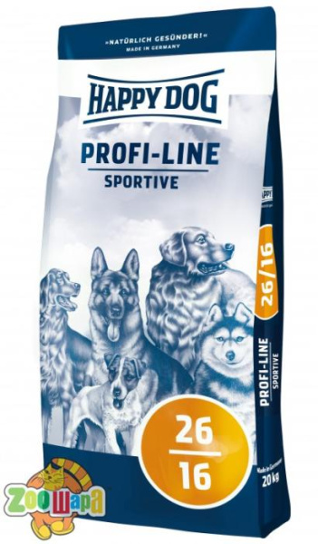 Happy Dog Сухий корм  Prof-Line Sportive 26/16 для дорослих собак з підвищенною потребою в енергії, 20 кг,2576