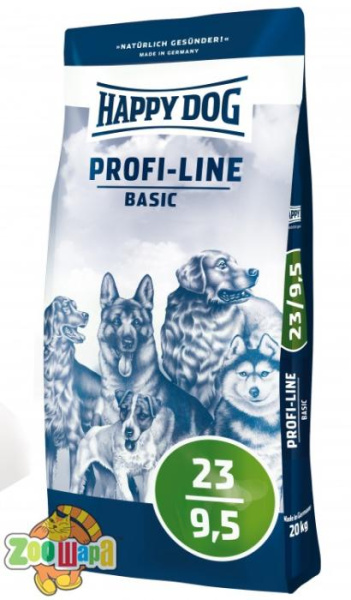 Happy Dog Сухий корм  Prof-Line Basic 23/9,5 20kg для дорослих собак всіх порід, 20 кг,3129