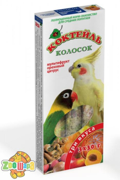 Природа Колосок Природа Коктейль для середніх папуг (мультифрукт, горіх, цитрус) 90г арт.PR240098 (PR240098), (1111138561)