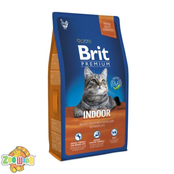 Brit Premium Cat Indoor (1,5 кг) сухой корм с курицей для домашних взрослых кошек всех пород (170373 /3246), (1111143481)