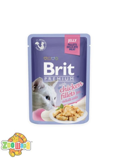 Brit Premium Влажный корм Cat pouch Филе курицы в желе для кошек (85 g) (111240/463), (1111146982)