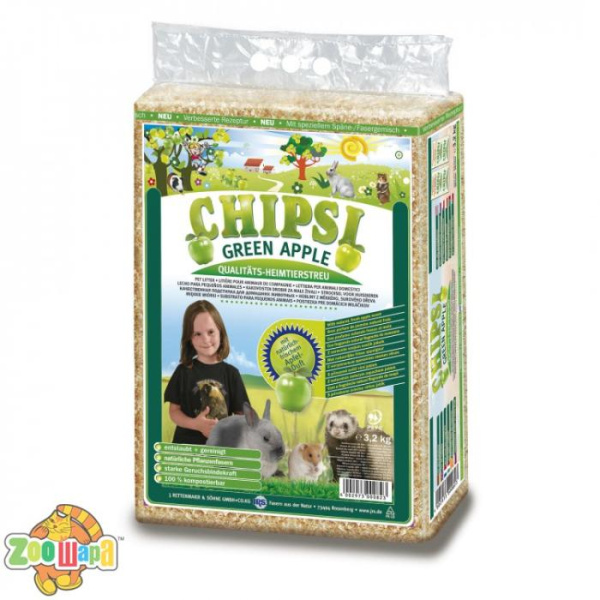 Chipsi Опилки Chipsi+зел.яблоко  60л/3,6кг (JRS300082), (1111114658)