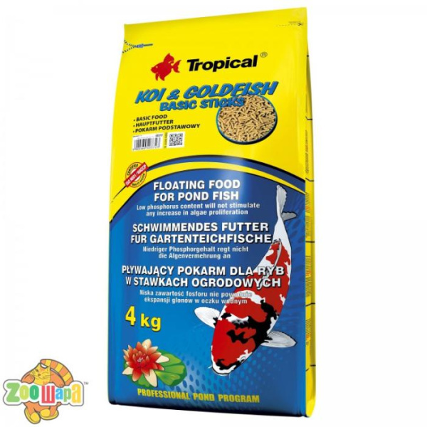 Tropical Корм для риб Коі та Голдфіш Бейсік Стікс, 4 кг, 40372 (40372), (1111143108)