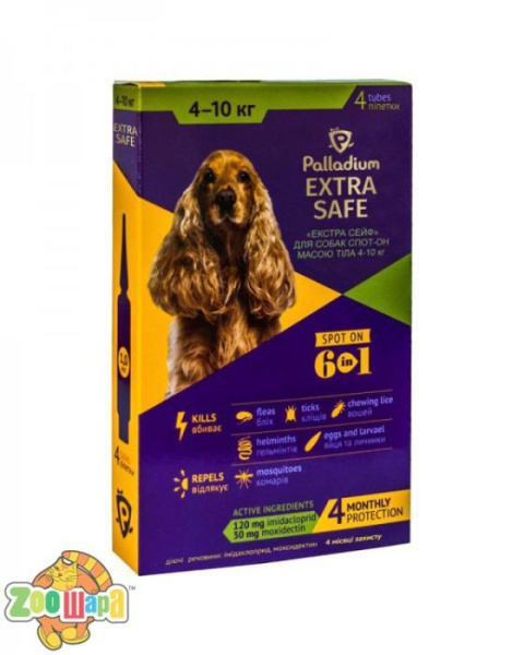 Palladium Extra Safe капли на холку от блох, клещей и гельминтов extra safe для собак весом 4-10 кг