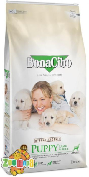 BonaCibo Сухой корм Puppy Lamb&Rice с мясом ягненка и рисом 15 kg (BC405727)