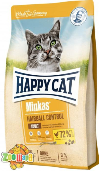 Hаppy  Cаt Сухий корм Hаppy CаtHC Minkаs HаirbCont Geflugel 1,5kg сухий корм для дорослих котів для виведення шерсті з птицею70410