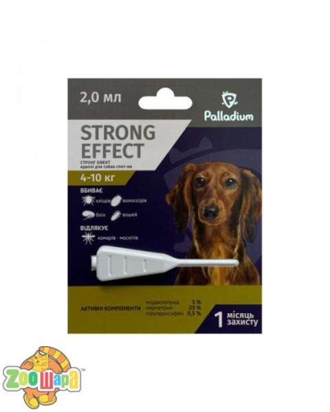 Palladium капли на холку от блох и клещей strong effect для собак весом 4-10 кг