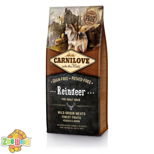 Carnilove Сухой корм для взрослых собак всех пород Adult Raindeer (12 кг) с мясом северного оленя (150820/8884), (1111145081)