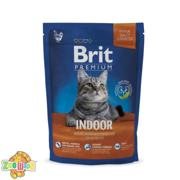 Brit Premium Cat Indoor (300 г) сухой корм с курицей для домашних взрослых кошек всех пород (170371 /3222), (1111143479)
