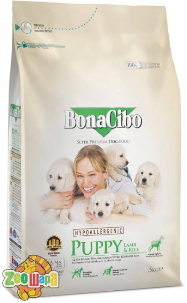 BonaCibo Сухой корм Puppy Lamb&Rice с мясом ягненка и рисом  3 kg (BC406144)